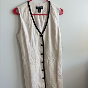 Rachel Zoe Cream Midi Dress with Black Accents